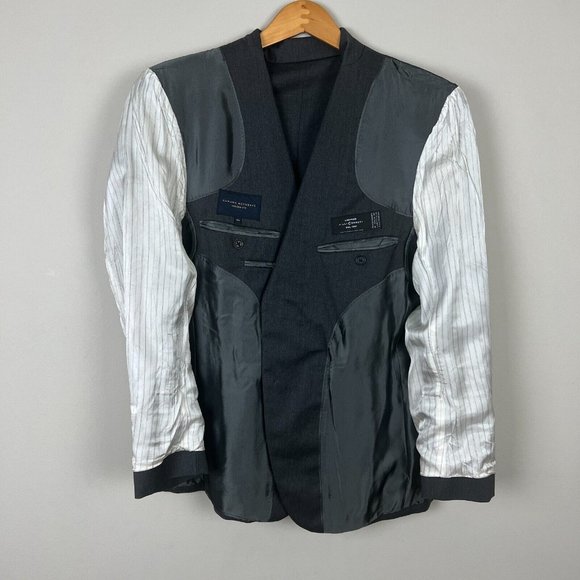 Banana Republic Blazer Jacket Mens 40S Gray Lanificio Wool Modern Fit Sport Coat - Picture 15 of 16